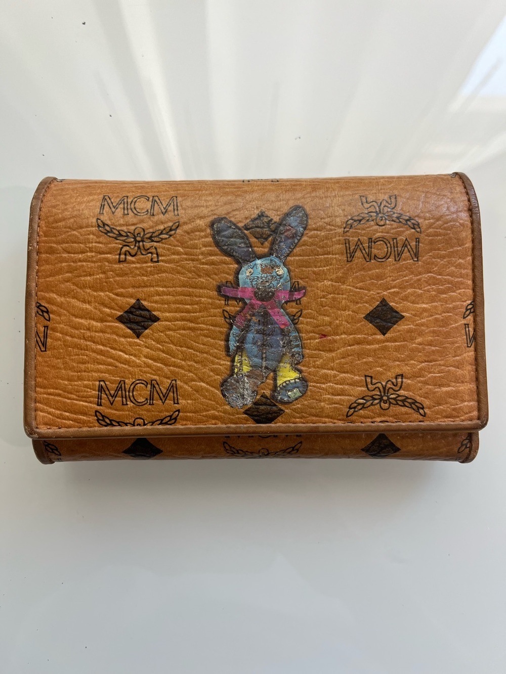 MCM COGNAC VISETOS BUNNY TRIFOLD WALLET